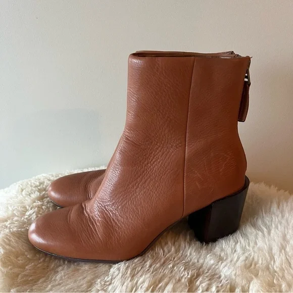 Dolce Vita Cyan Cognac Leather Ankle Booties - Picture 7 of 16